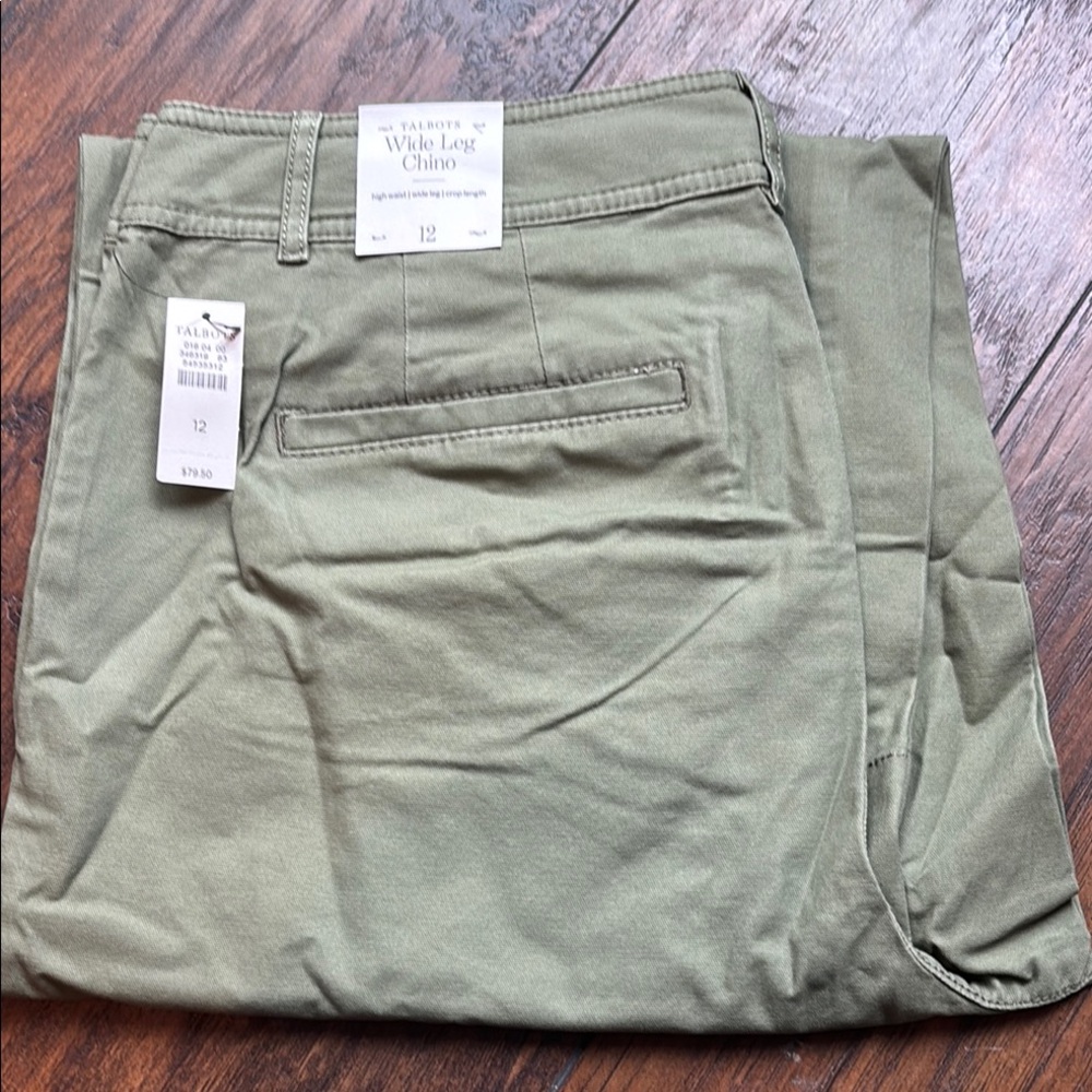 Talbots Olive Green Wide Leg Crop Pants NWT